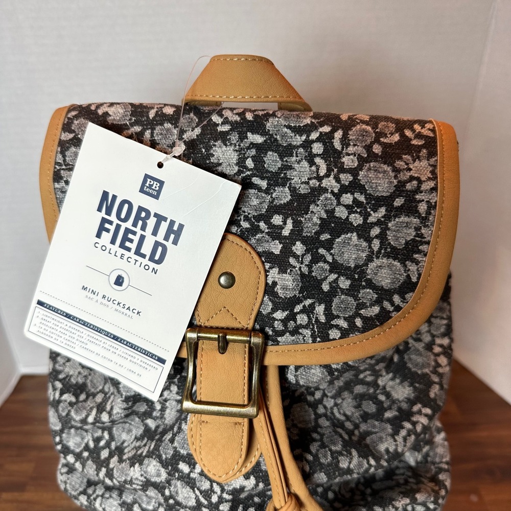 Pottery Barn PBteen North Field Collection Mini Rucksack GrayFloral Backpack NWT - Picture 2 of 10